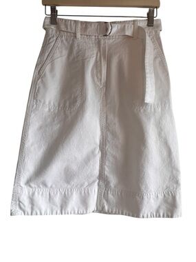 Babaton linen cotton blend belted a-line utility skirt Sz 2 excellent condition